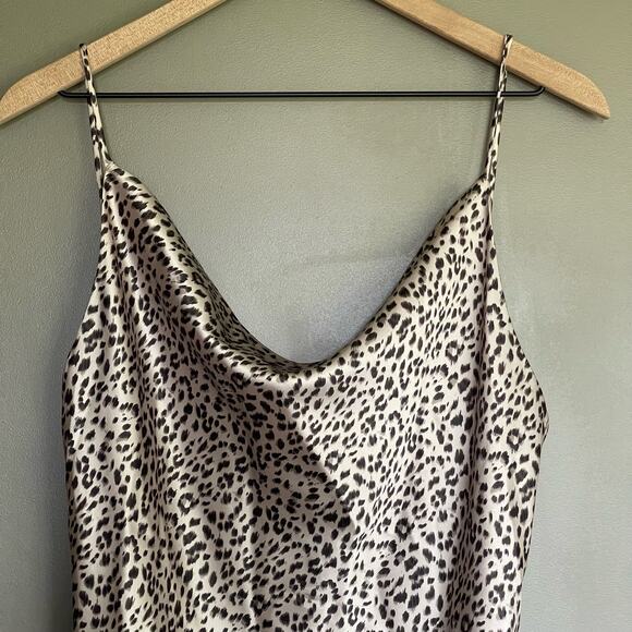 PRINCESS POLLY LEOPARD BETTA VANORE MINI DRESS Size 6 Silky Slip Dress Cream Tan - Picture 6 of 16
